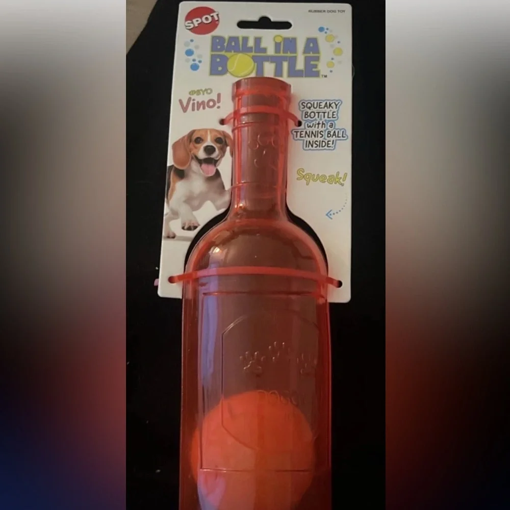 Ball in a Bottle Dog Toy - Red